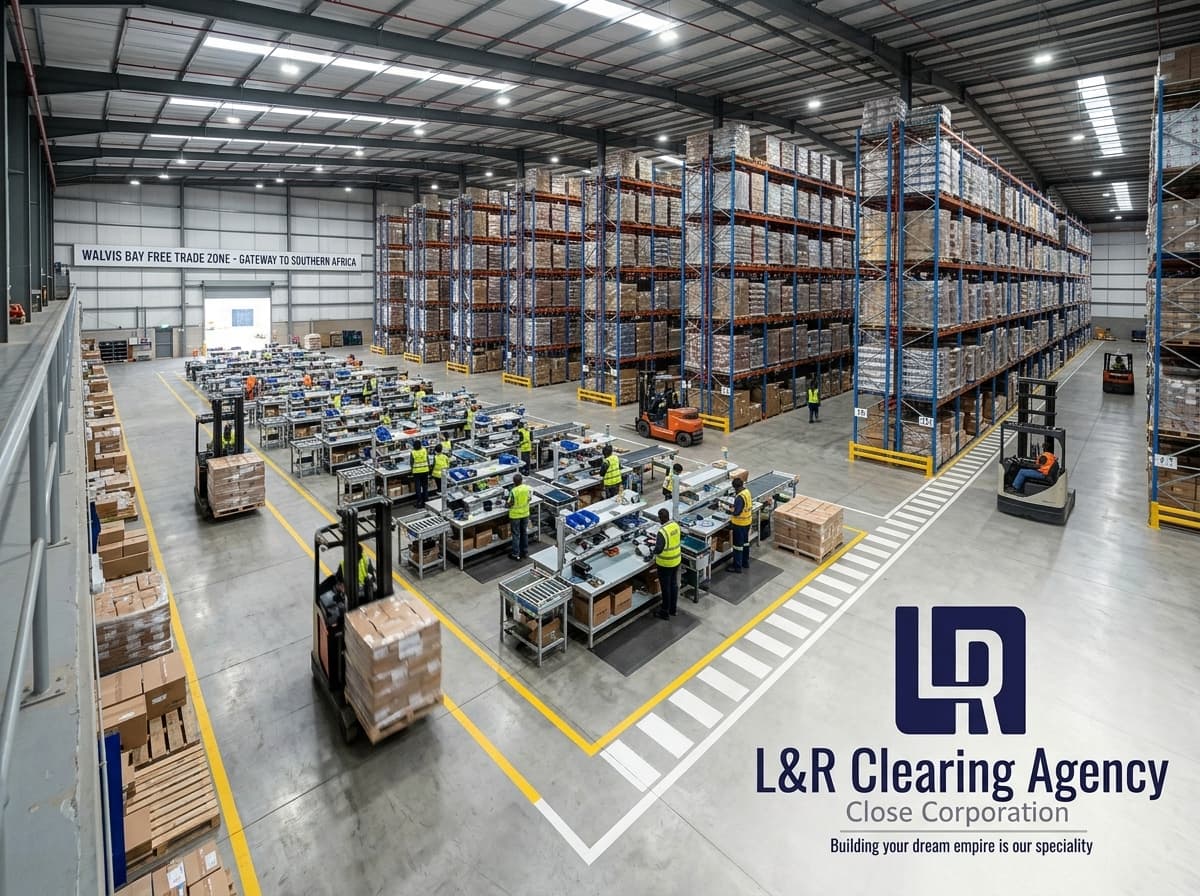 Warehouse distribution center with storage racks